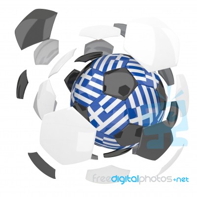 Greece Soccer Ball Isolated White Background Stock Image