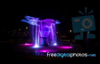 Greek Park In Odessa, Ukraine At Night Stock Photo