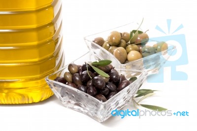 Green And Black Olives Stock Photo