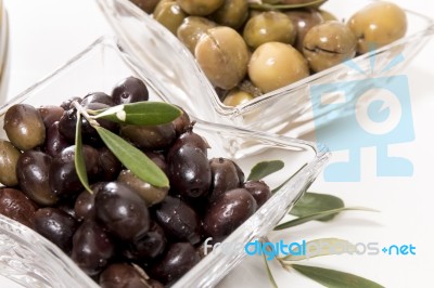 Green And Black Olives Stock Photo