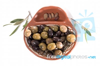 Green And Black Olives Stock Photo