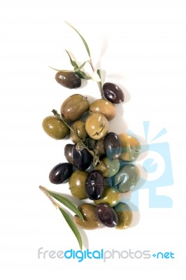 Green And Black Olives Stock Photo