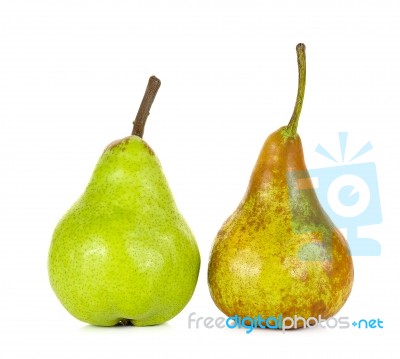 Green And Brown Pear Isolated Stock Photo