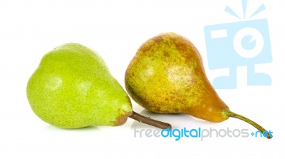 Green And Brown Pear Isolated Stock Photo