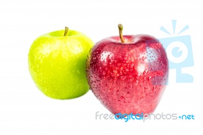 Green And Red Apple Stock Photo