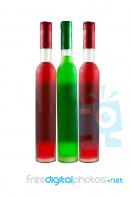 Green And Red Wine Bottles Stock Photo