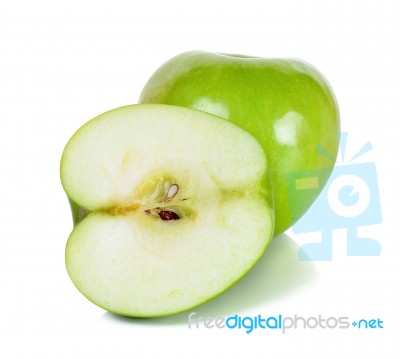 Green Apple Isolated On The White Background Stock Photo