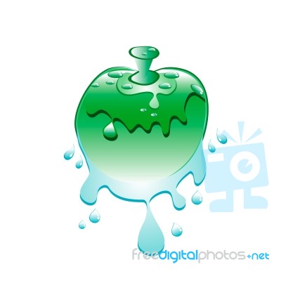 Green Apple with droplet Stock Image