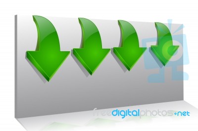 Green Arrows Down Stock Image