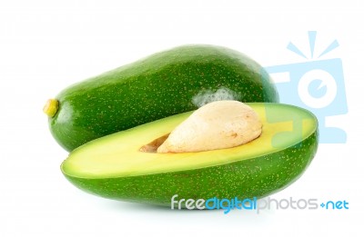 Green Avocado Isolated On The White Background Stock Photo