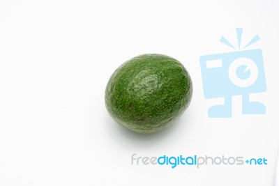 Green Avocados Isolated On A White Background Stock Photo