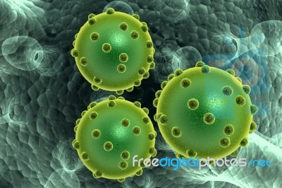 Green Bacterial Intruder Cells Causing Sickness Stock Image