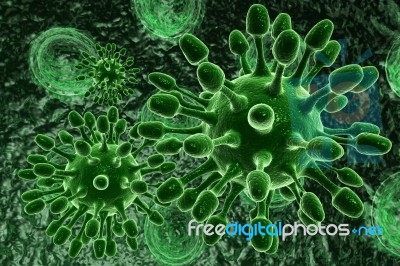 Green Bacterial Intruder Cells Causing Sickness Stock Image