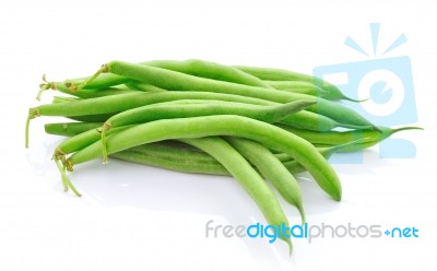 Green Beans On White Background Stock Photo