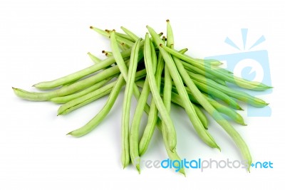 Green Beans On White Background Stock Photo