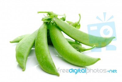 Green Beans On White Background Stock Photo