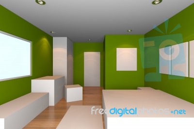 Green Bedroom Stock Image