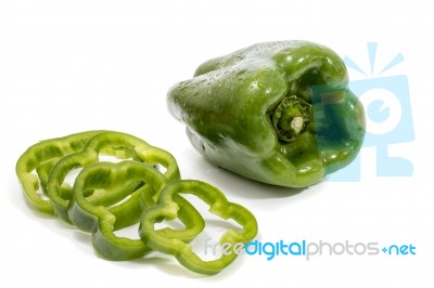 Green Bell Peppers Stock Photo