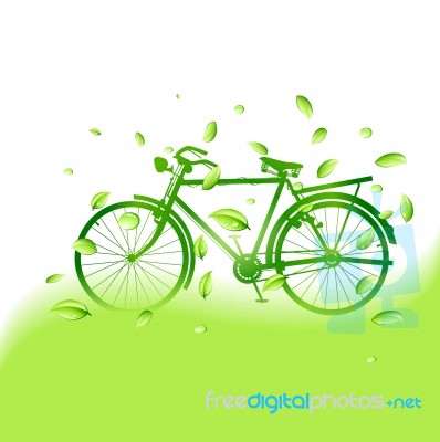 Green Bike With Eco Background Stock Image