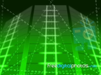 Green Binary Circuit Background Shows Matrix Or Computer Program… Stock Image