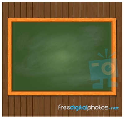 Green Board On Brown Wooden Background.  Illustration Stock Image