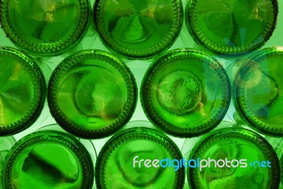 Green Bottle Bottoms Stock Photo