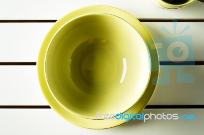 Green Bowl And Dish Stock Photo