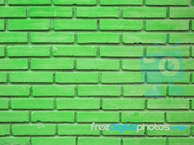 Green Brick Wall Texture Background Stock Photo