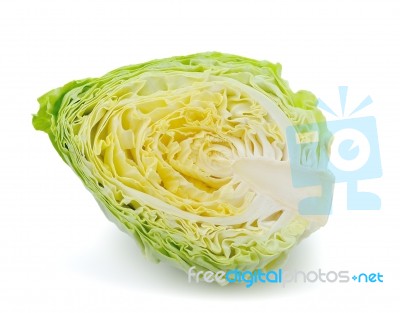 Green Cabbage Isolated On White Stock Photo