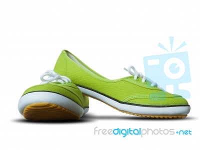 Green Canvas Shoes Stock Photo