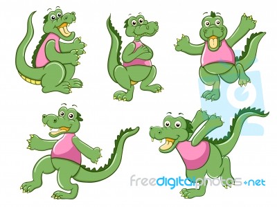 Green cartoon Crocodile Stock Image