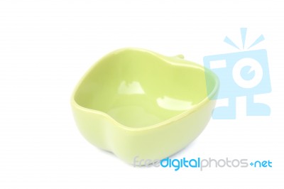 Green Ceramic Bowl Isolated On White Background Stock Photo