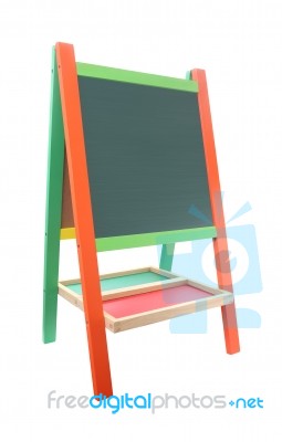 Green Chalkboard With Color Frame On White Background Stock Photo