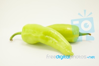 Green  Chile On White Background Stock Photo