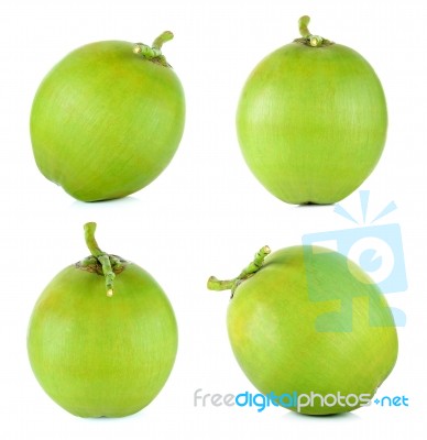 Green Coconut Isolated On The White Background Stock Photo