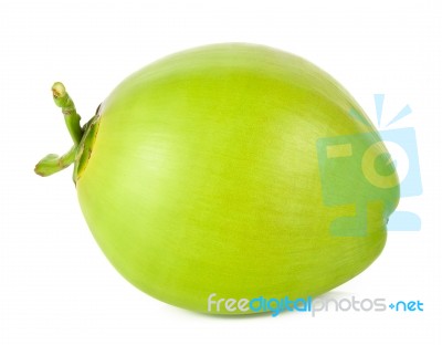 Green Coconut Isolated On The White Background Stock Photo