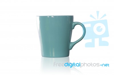 Green Coffee Mug Isolated On White Background Stock Photo