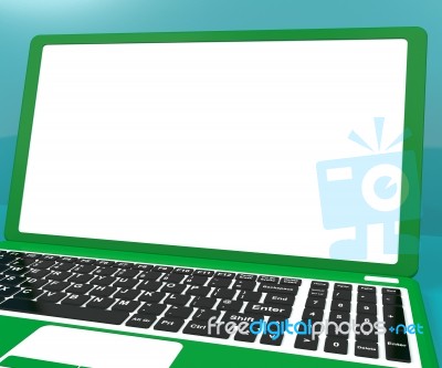 Green Computer On Desk With White Copyspace Stock Image