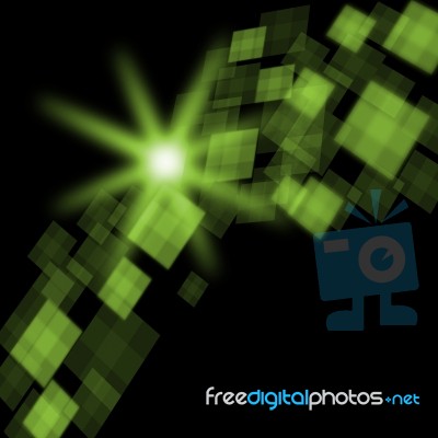 Green Cubes Background Means Futuristic Concept Or Pixeled Desig… Stock Image