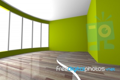 Green Curve Space Empty Room Stock Image