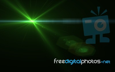 Green Digital Lens Flare In Black Background Horizontal Frame Wa… Stock Image