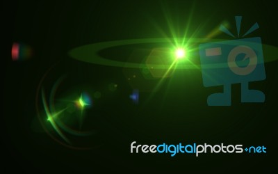 Green Digital Lens Flare In Black Background Horizontal Frame Wa… Stock Image