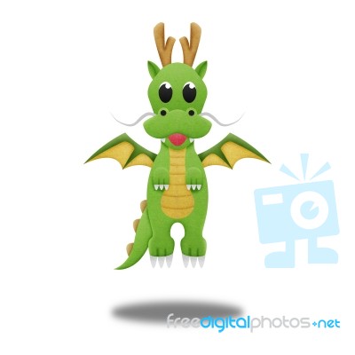 Green Dragon For Illustration Cute Cartoon Of Paper Cut Stock Image