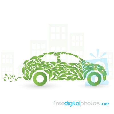 Green Eco Car Concept Made Up Of Green Leaves Stock Image