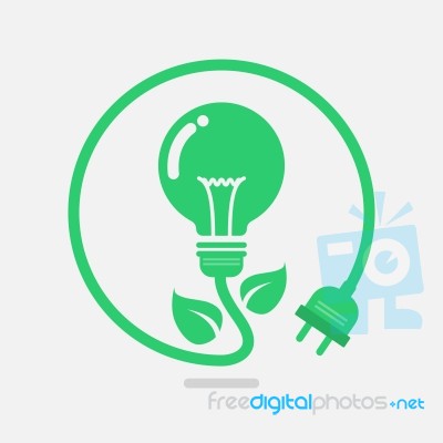 Green Eco Power Lightbulb Stock Image