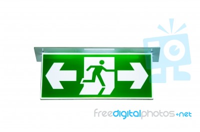 Green Emergency Exit Sign The Way To Escape Isolated Clipping Pa… Stock Photo