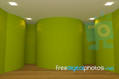 Green Empty Room Stock Image