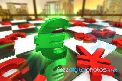 Green Euro Dollar Symbol Stock Image