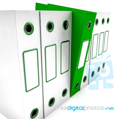 Green File Amongst White Stock Image