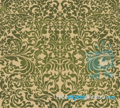 Green Floral Art Pattern Grunge Style Stock Image